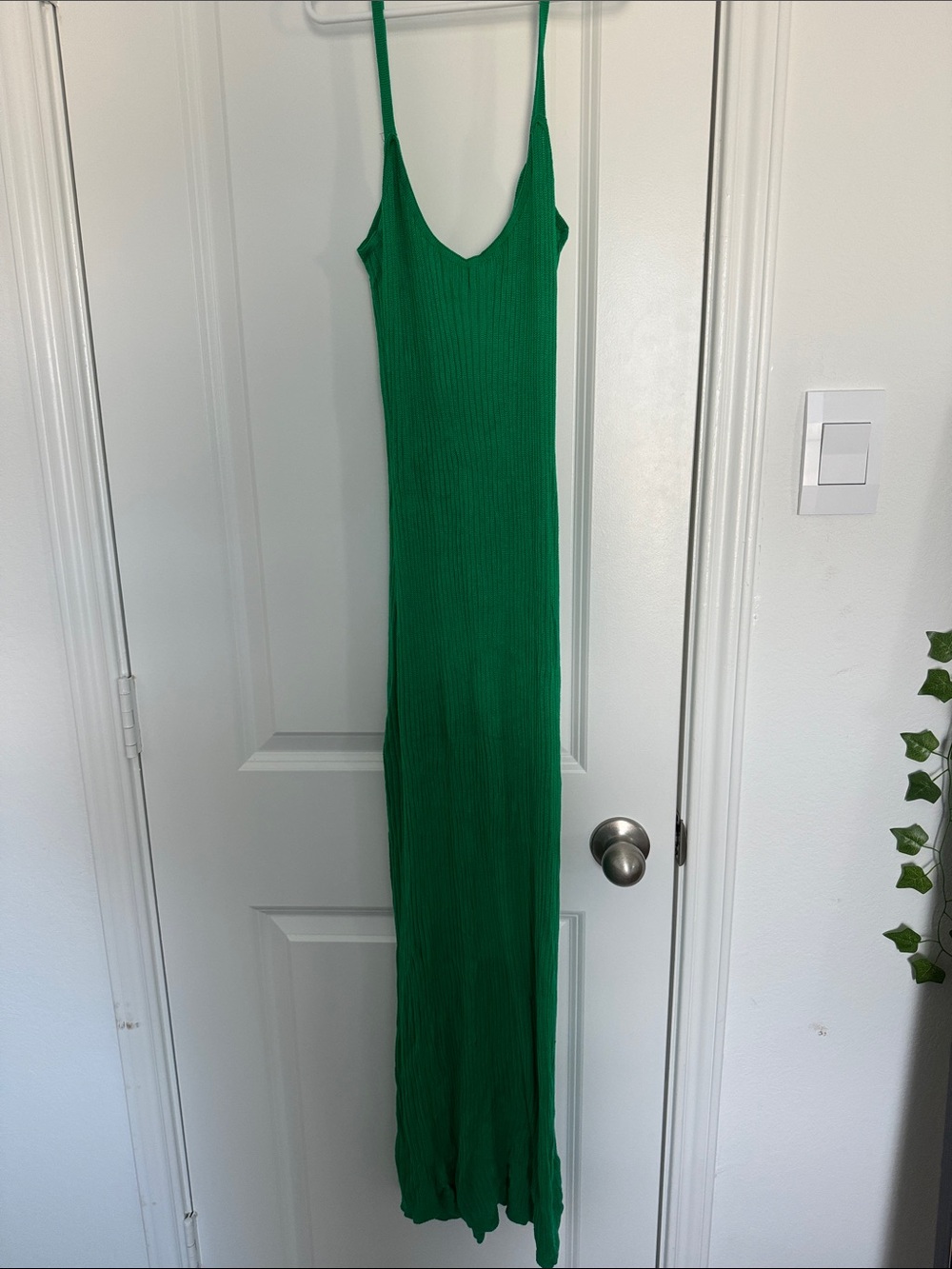 SHEIN Emerald Green Ribbed Slip Maxi Dress